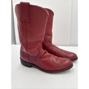 Justin Roper Boots Vintage Red Leather Women's 7B Classic Western Cowgirl